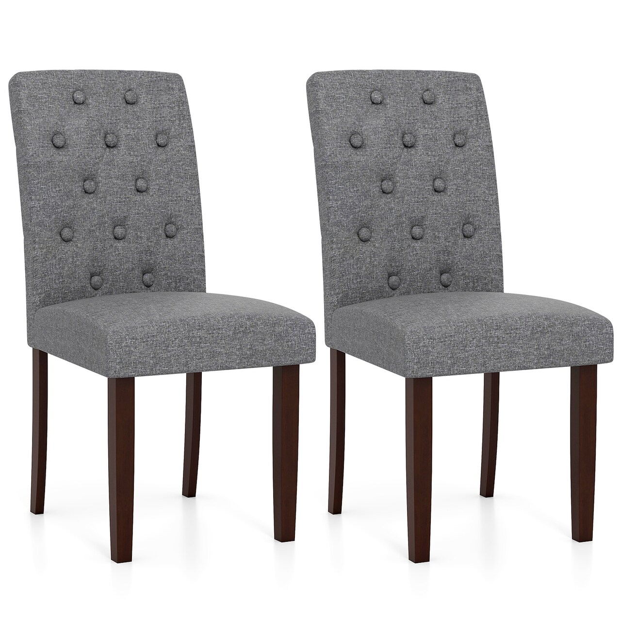 Floral Upholstered Dining Chairs Set of 2 Button Tufted Rubber Wood Legs